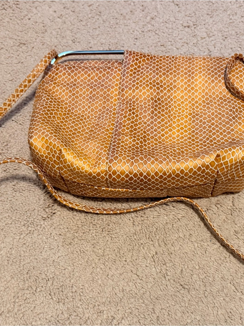 Stylish Tan Snake-Print Crossbody Bag